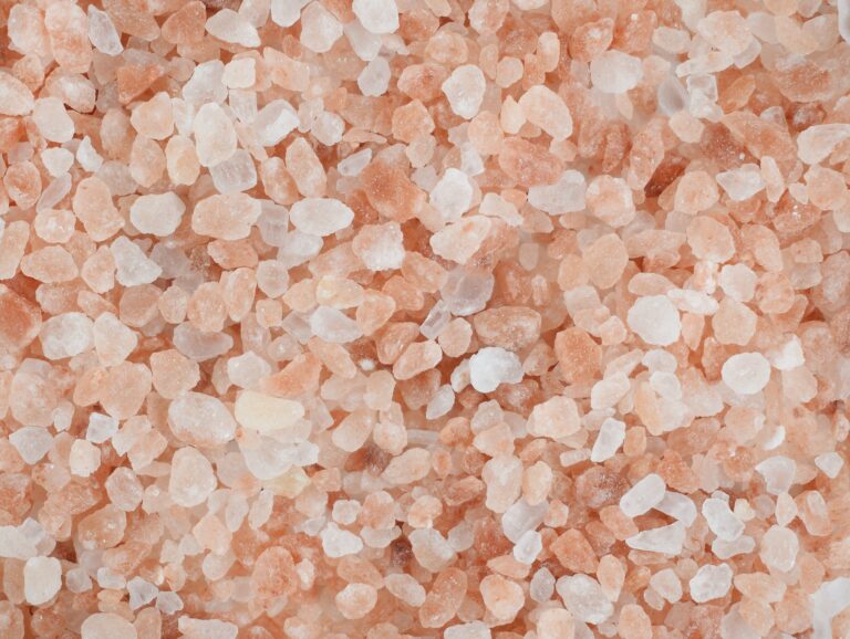 close up view of pink salt grains