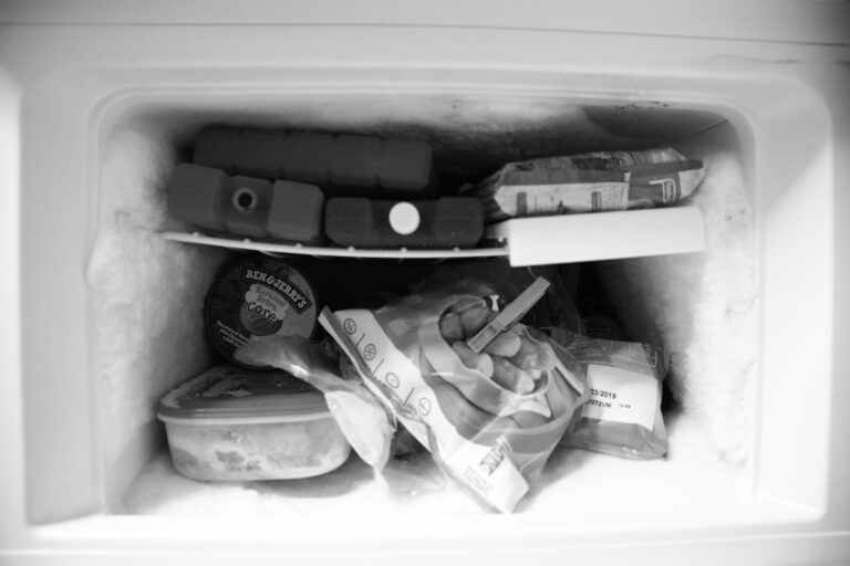 older freezer with frost buildup