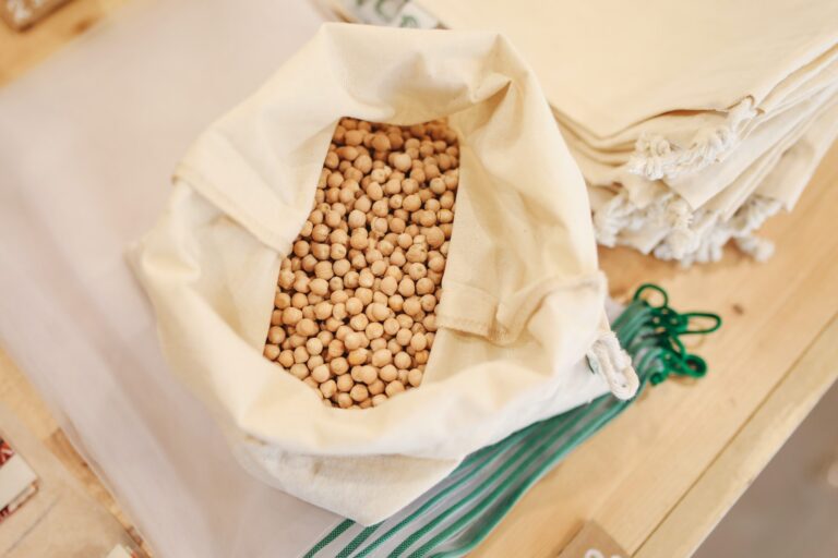 A bag of dried soybeans