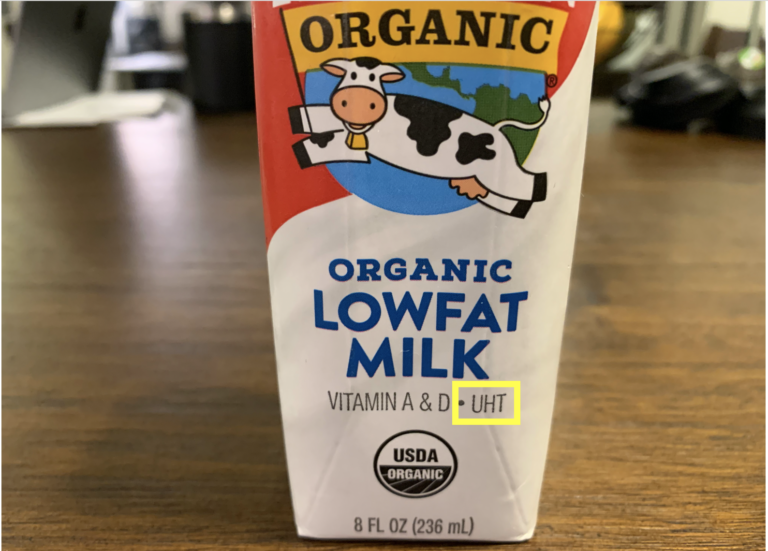 Carton of UHT milk from the grocery store