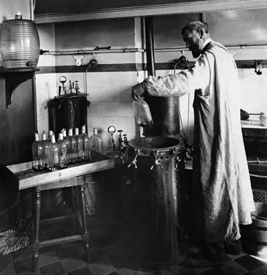 Pasteur doing experiments