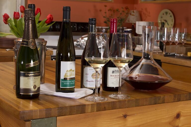 bottles of wine on a counter