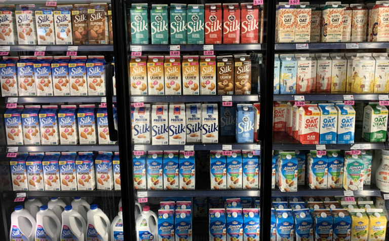 Picture of the alternative milk section at my grocery store