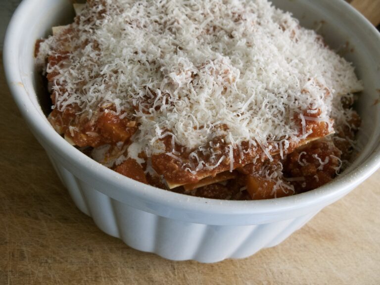 Casserole topped with Parmesan cheese