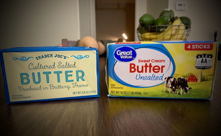 Box of sweet cream butter and box of cultured butter
