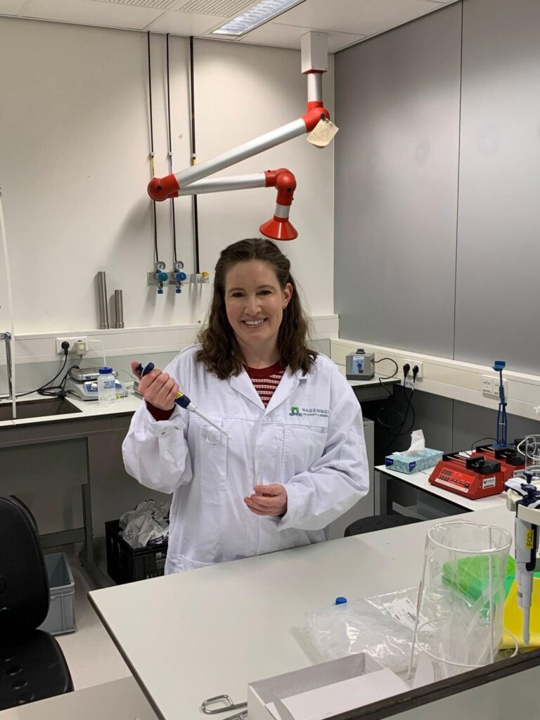 Abbey the food scientist working in a lab